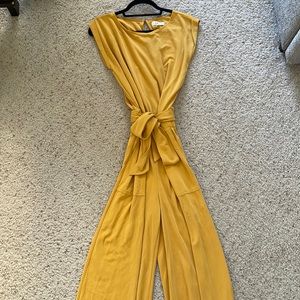 Loft yellow cotton jumpsuit, size small